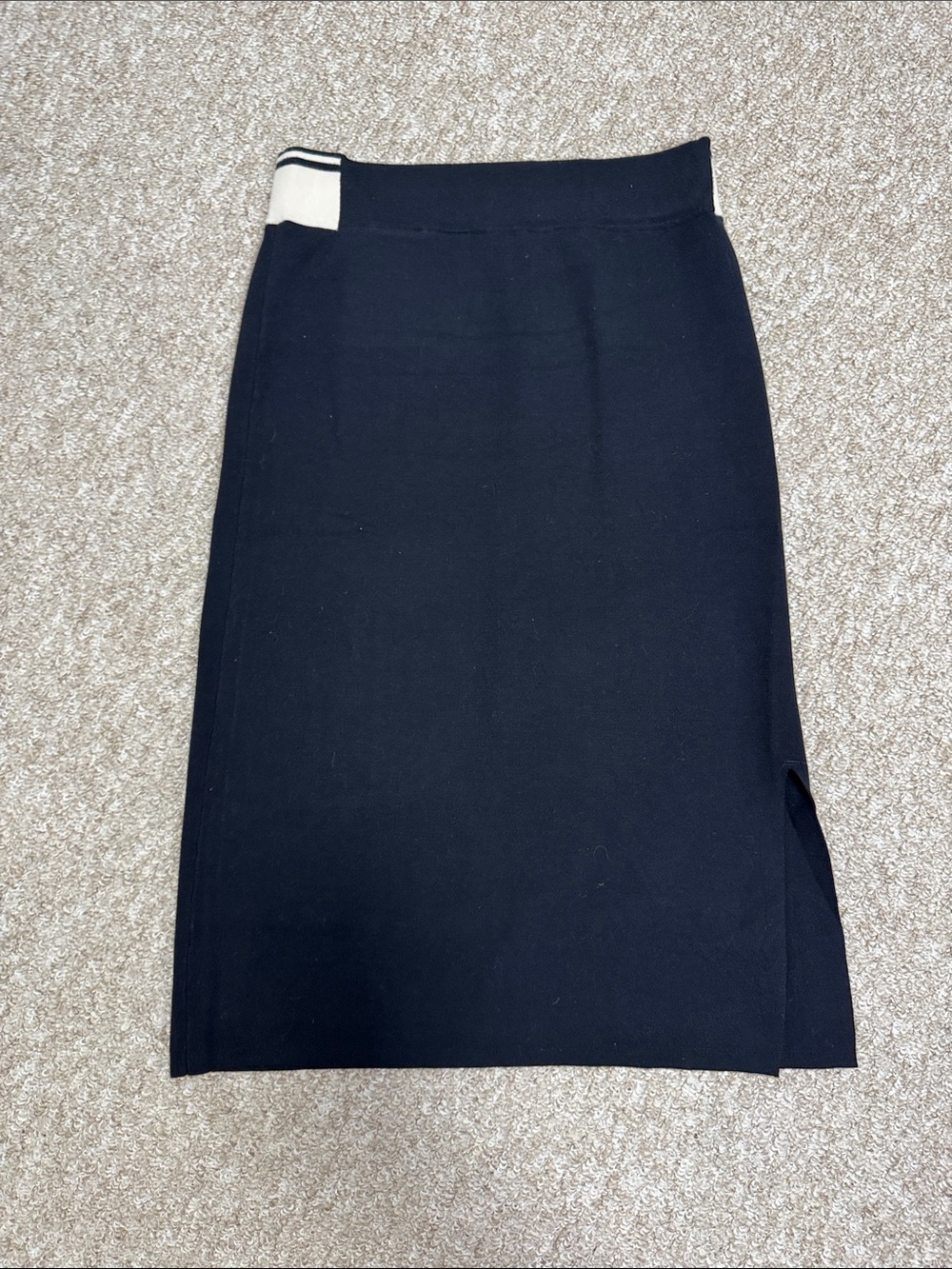 Diadora Black Pencil Skirt with Cream Waist Accent